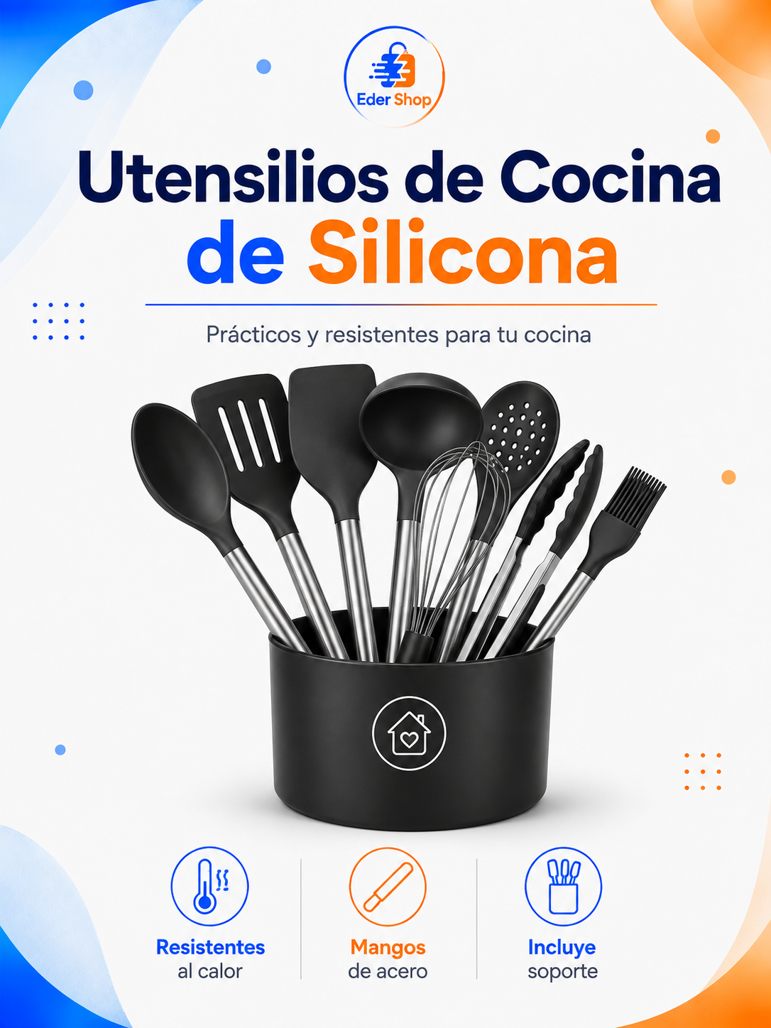 Set de Utensilios de Cocina de Silicona