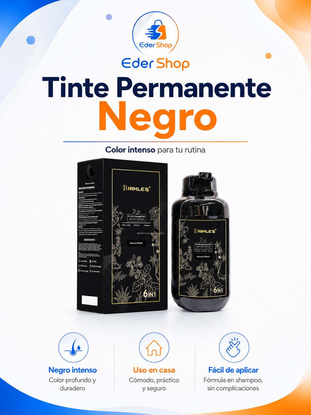 Tinte Permanente Negro para Cabello