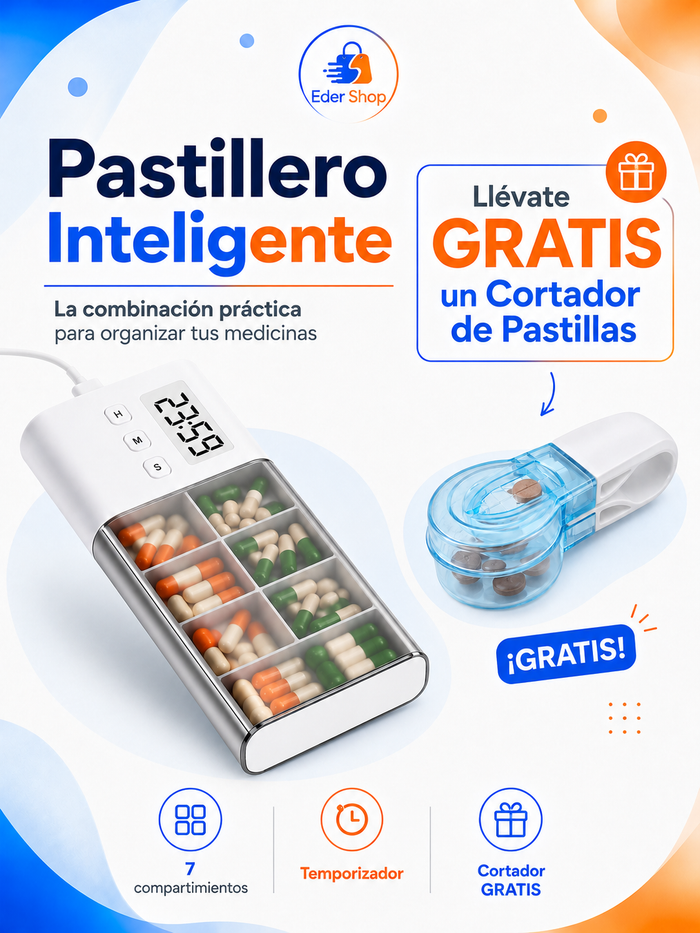 Pastillero Inteligente con Temporizador incluye (Cortador de pastillas Gratis)