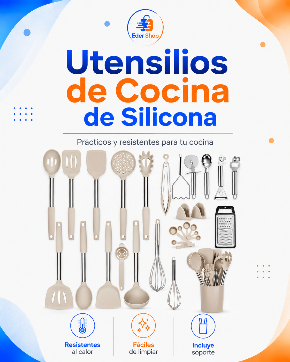 Set de Utensilios de Cocina de Silicona