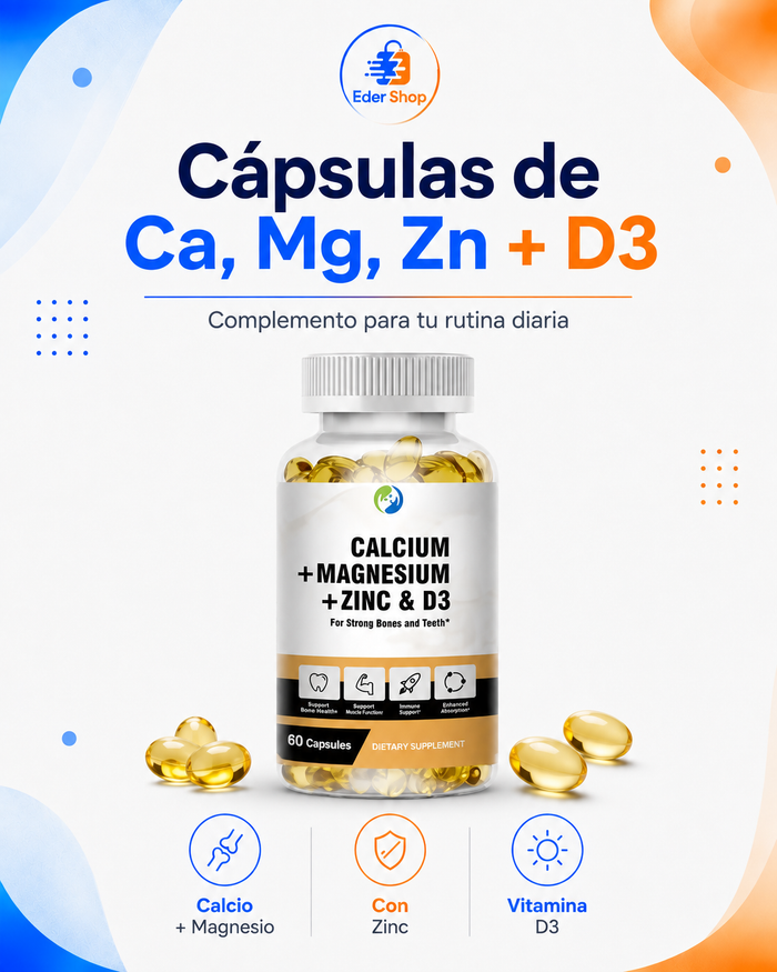 Cápsulas de Ca, Mg, Zn + D3