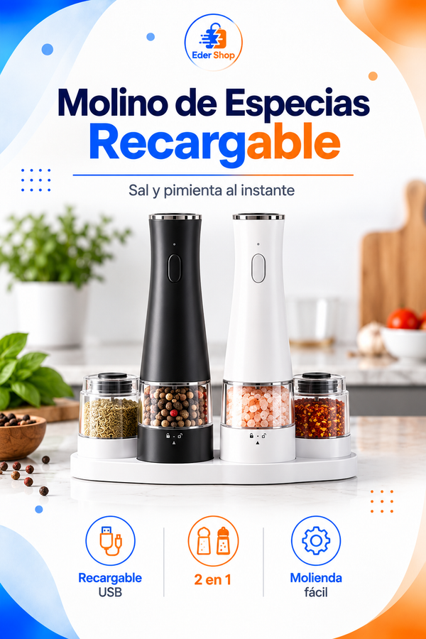 Molino de Especias Recargable 2 en 1