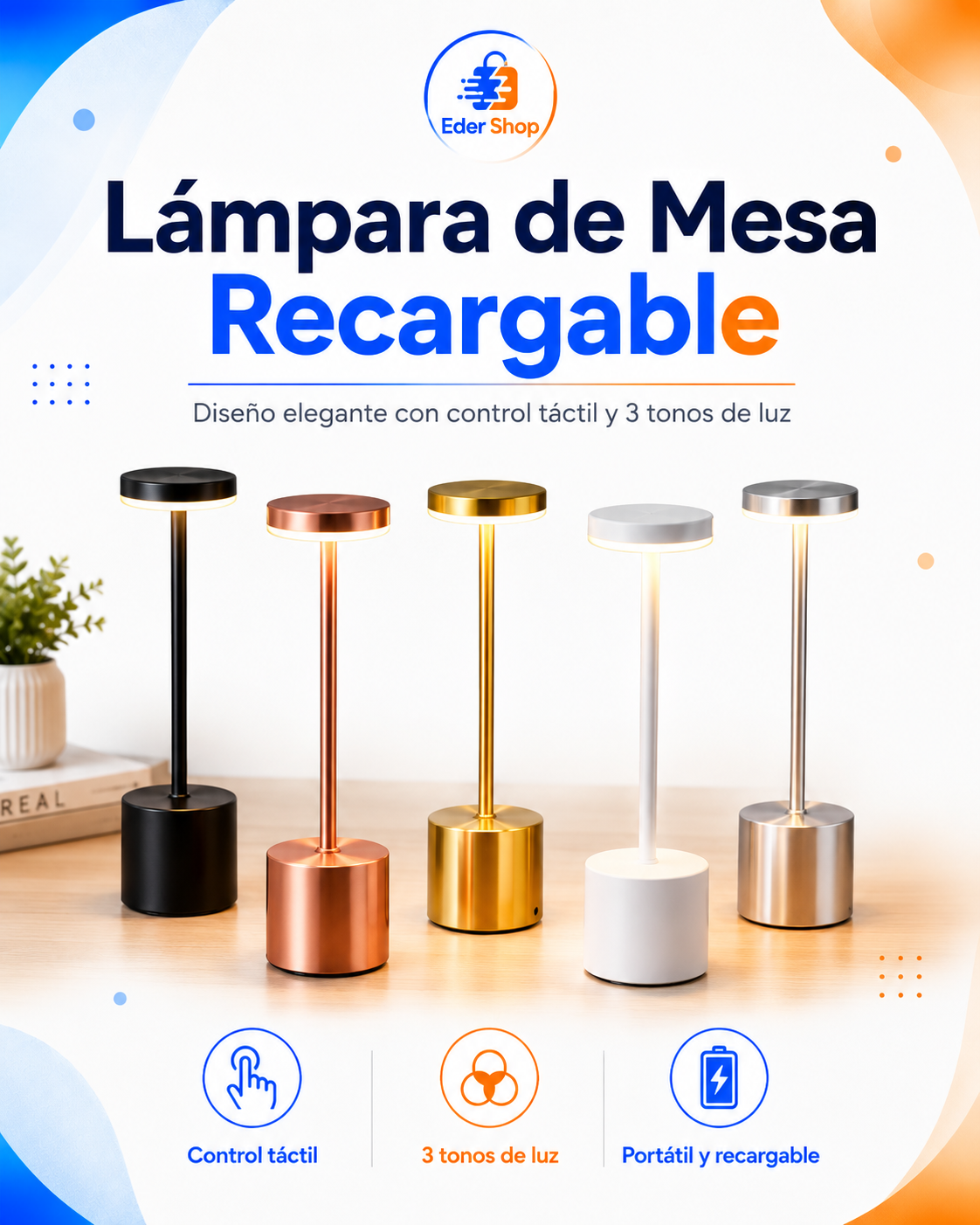 Lámpara de Mesa Recargable